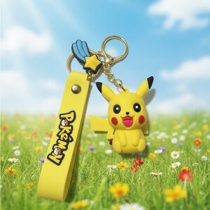 Pikachu Yellow Keychain with Charm